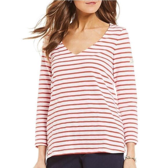 Joules red & white striped v neck - Picture 6 of 6